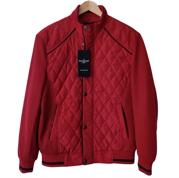 BARABAS Quilted Jacket M Red Bomber Men's - Picture 1 of 11